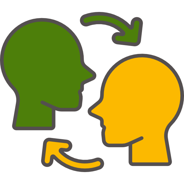Bild zeigt Icon mit zwei Köpfen mit verbindenden Pfeilen als Metapher für Emotionale Intelligenz